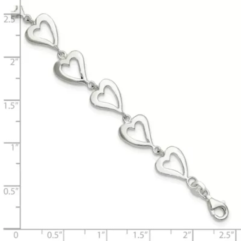 Sterling Silver Polished Heart Bracelet