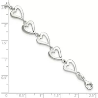 Sterling Silver Polished Heart Bracelet