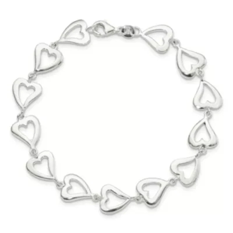 Sterling Silver Polished Heart Bracelet