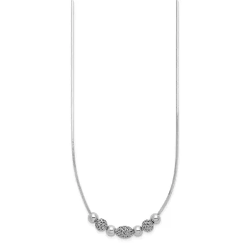 Sterling Silver Rhodium-plated Polished Filigree Bead Necklace