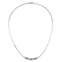 Sterling Silver Rhodium-plated Polished Filigree Bead Necklace