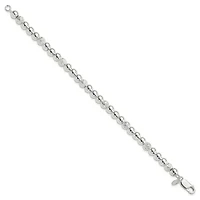 Sterling Silver Polished Diamond-cut Beaded Bracelet