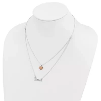 Sterling Silver Rose-tone LOVE and Heart 18-inch Necklace