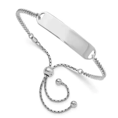 Sterling Silver Rhodium-plated ID Adjustable 6-inch to 10-inch Bracelet