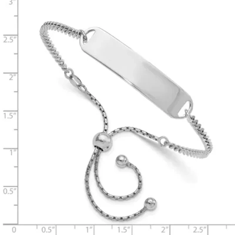 Sterling Silver Rhodium-plated ID Adjustable 6-inch to 10-inch Bracelet