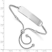 Sterling Silver Rhodium-plated ID Adjustable 6-inch to 10-inch Bracelet