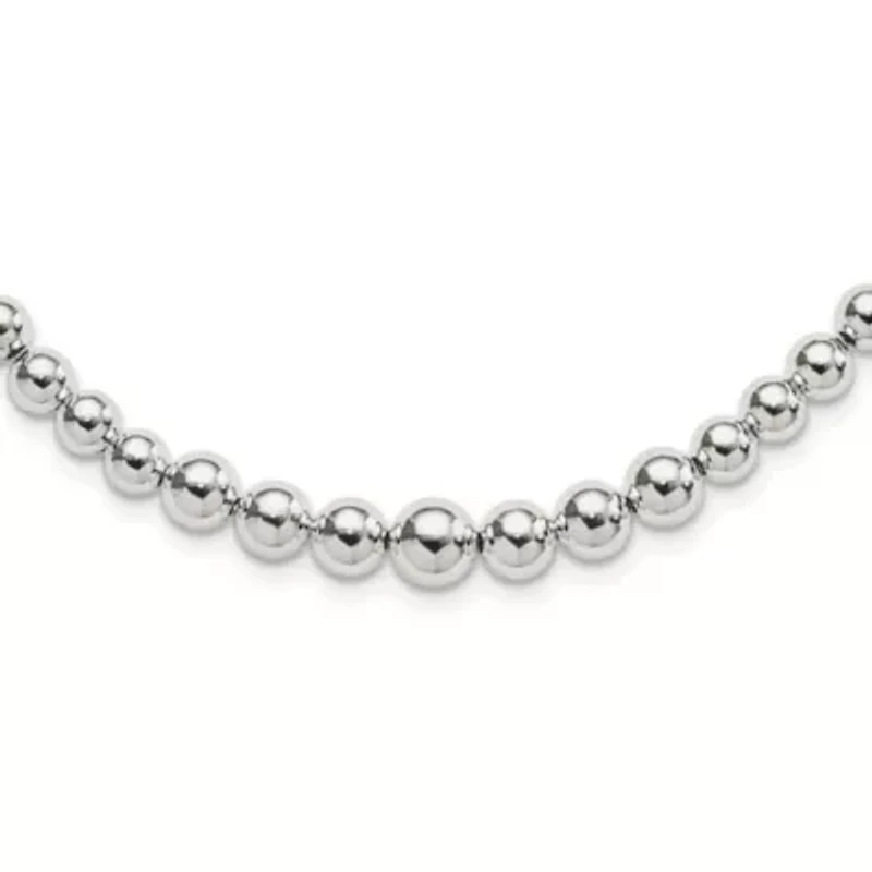Sterling Silver Graduated Beads Adjustable Necklace