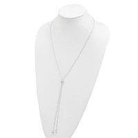 Sterling Silver 2mm Long Cable Link Heart Adjustable Necklace