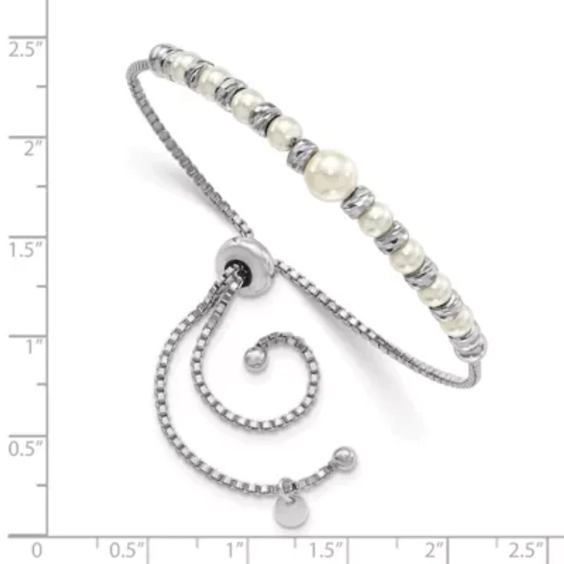 Glass Pearl Adjustable Bracelet in Sterling Silver