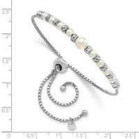 Glass Pearl Adjustable Bracelet in Sterling Silver