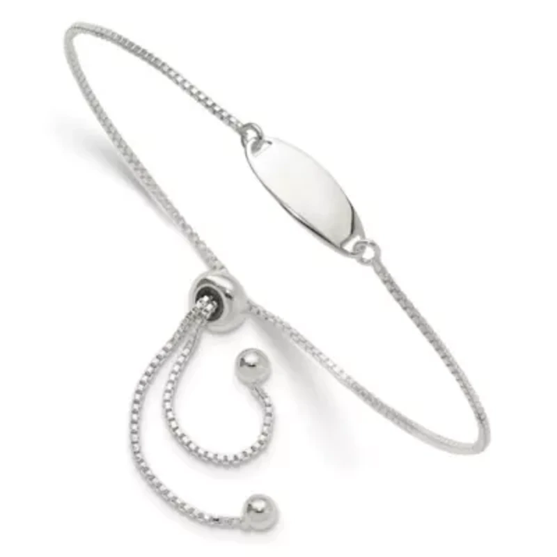Sterling Silver Polished Bar Adjustable Bracelet