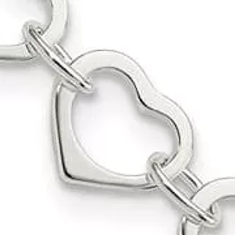 Sterling Silver Polished Heart Bracelet