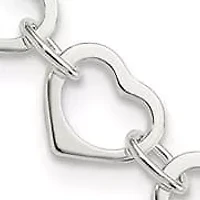 Sterling Silver Polished Heart Bracelet