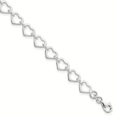 Sterling Silver Polished Heart Bracelet