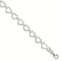 Sterling Silver Polished Heart Bracelet
