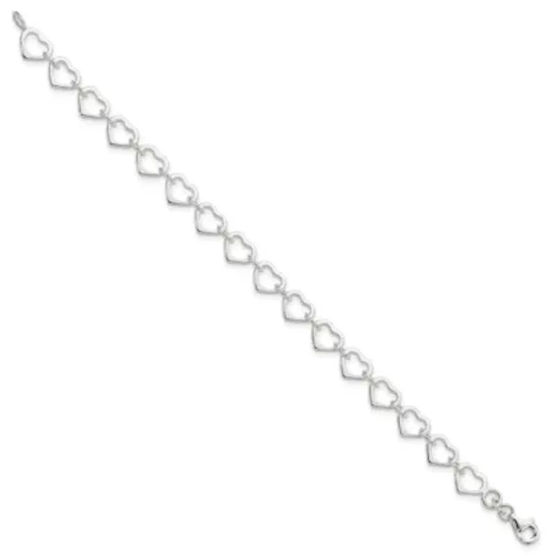 Sterling Silver Polished Heart Bracelet
