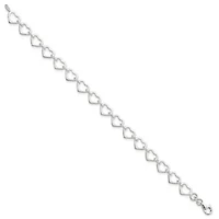 Sterling Silver Polished Heart Bracelet