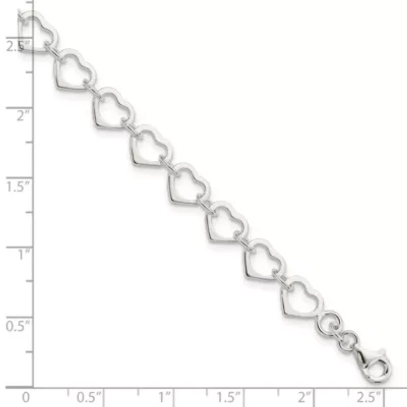 Sterling Silver Polished Heart Bracelet