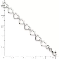 Sterling Silver Polished Heart Bracelet