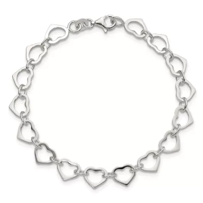 Sterling Silver Polished Heart Bracelet