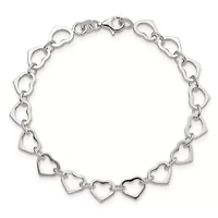Sterling Silver Polished Heart Bracelet