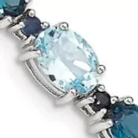 14.83 ct. t.w. London Blue and Sky Blue Topaz Bracelet in Rhodium-plated Sterling Silver