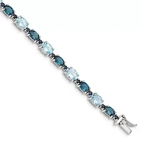 14.83 ct. t.w. London Blue and Sky Blue Topaz Bracelet in Rhodium-plated Sterling Silver