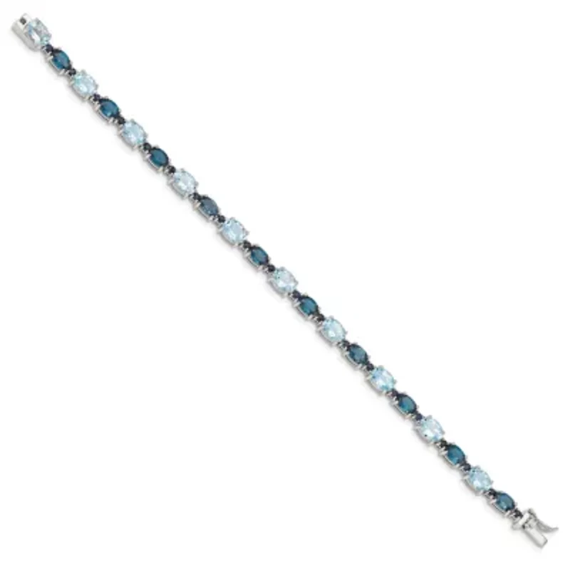 14.83 ct. t.w. London Blue and Sky Blue Topaz Bracelet in Rhodium-plated Sterling Silver