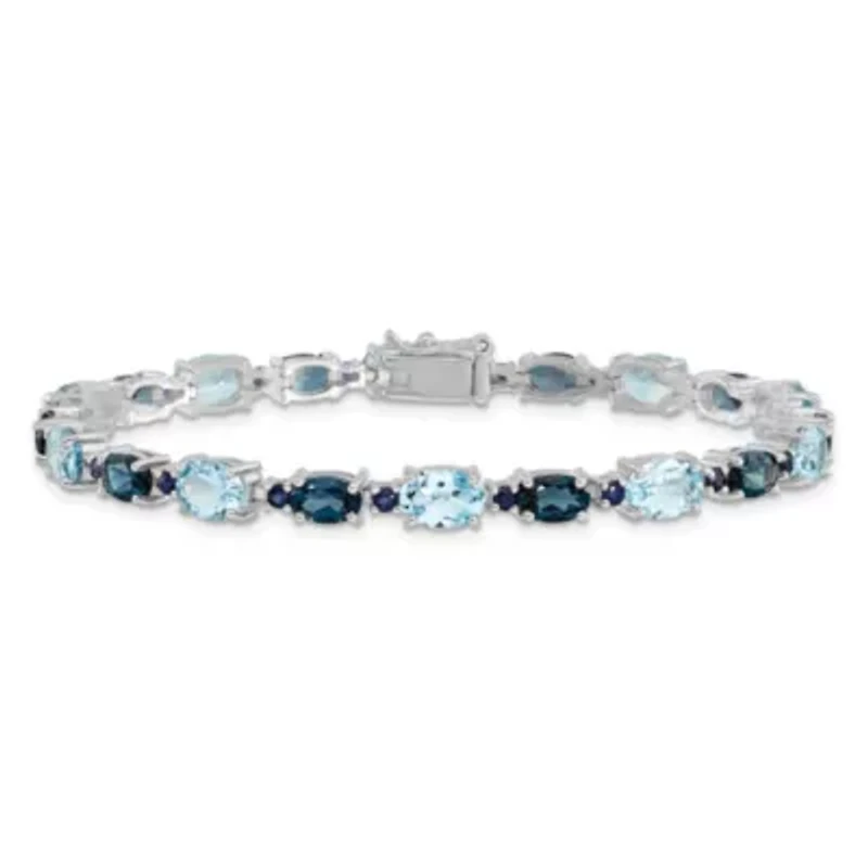 14.83 ct. t.w. London Blue and Sky Blue Topaz Bracelet in Rhodium-plated Sterling Silver