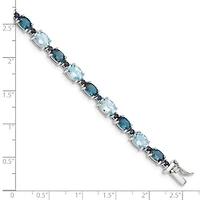 14.83 ct. t.w. London Blue and Sky Blue Topaz Bracelet in Rhodium-plated Sterling Silver