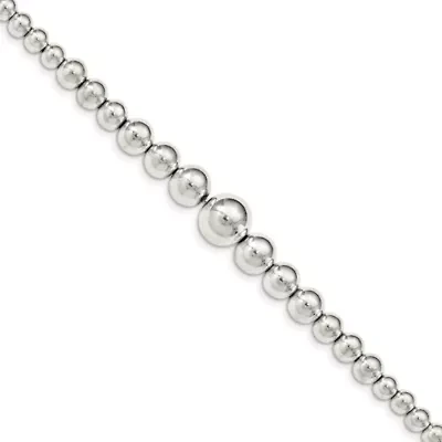 Sterling Silver Polished Graduated Beads Bracelet