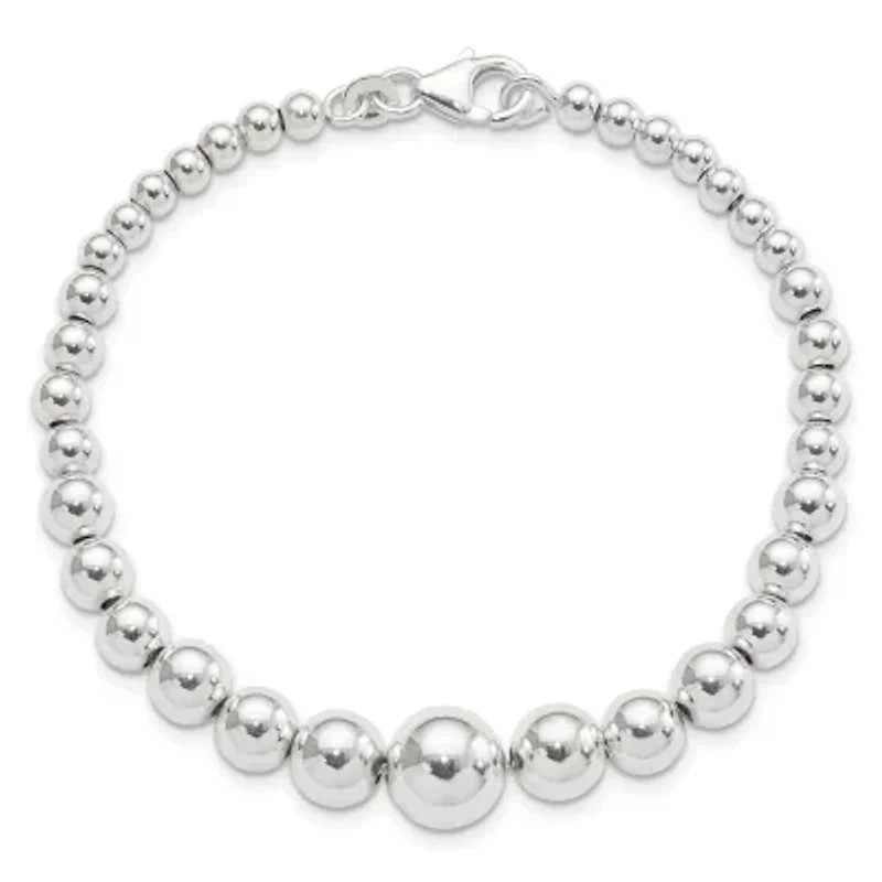Sterling Silver Polished Graduated Beads Bracelet