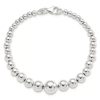 Sterling Silver Polished Graduated Beads Bracelet
