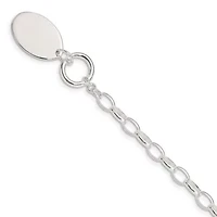 Sterling Silver Rhodium-plated Fancy Oval Disc Bracelet
