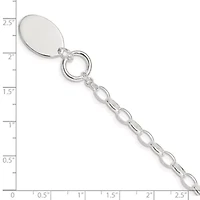 Sterling Silver Rhodium-plated Fancy Oval Disc Bracelet
