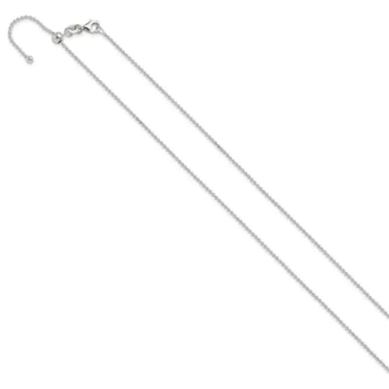 Sterling Silver Polished Beaded Adjustable Necklace