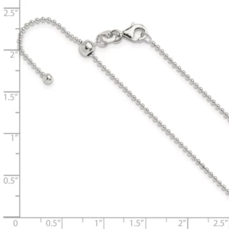 Sterling Silver Polished Beaded Adjustable Necklace