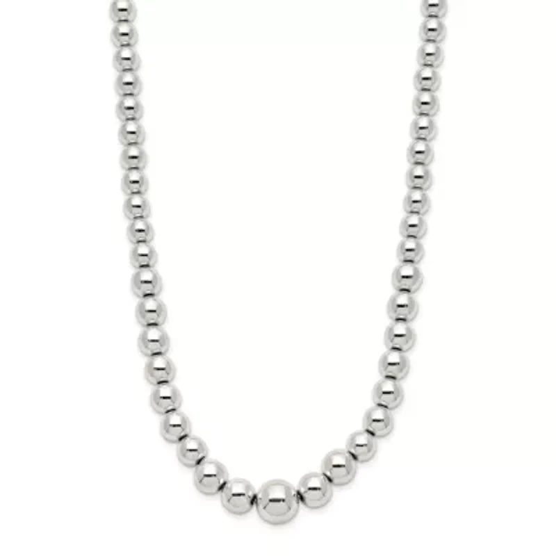 Sterling Silver Polished Beaded Necklace
