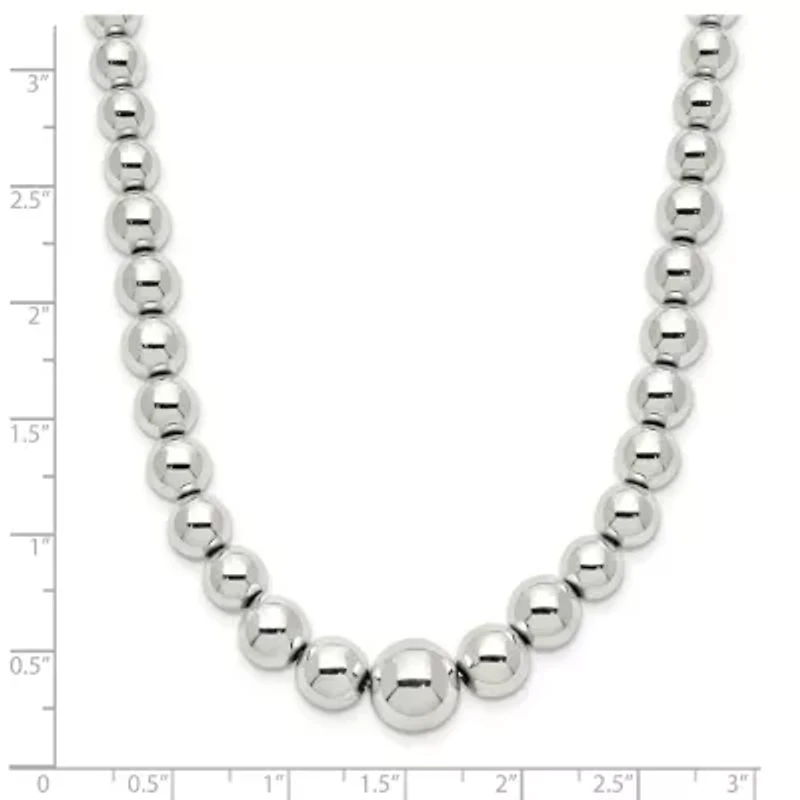 Sterling Silver Polished Beaded Necklace