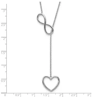 Sterling Silver Rhod-plated Infinity Drop Heart with 2-inch Extension Necklace
