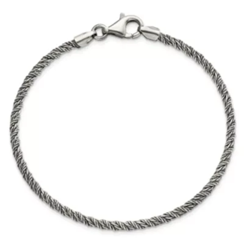 Sterling Silver Antiqued Polished Rope Bracelet