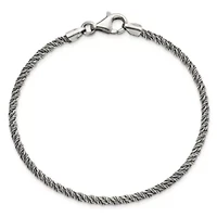 Sterling Silver Antiqued Polished Rope Bracelet
