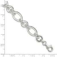 Sterling Silver Fancy Oval and Round Link Bracelet