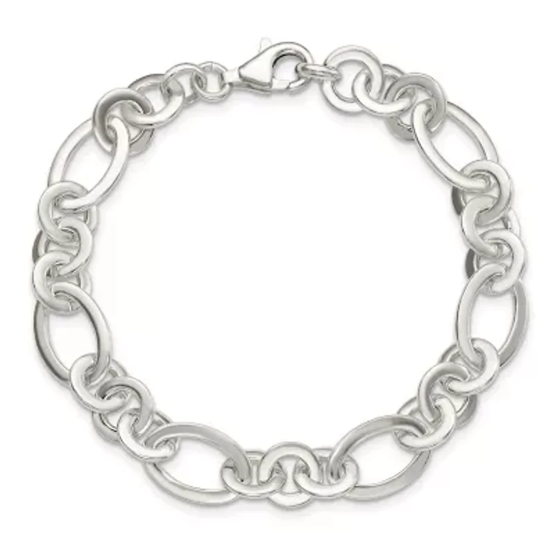 Sterling Silver Fancy Oval and Round Link Bracelet