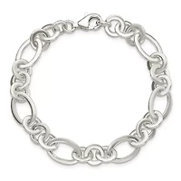Sterling Silver Fancy Oval and Round Link Bracelet