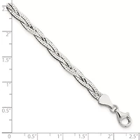 Sterling Silver Polished 3-strand Braided with 1-inch Extension Bracelet