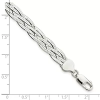 Sterling Silver Polished 5-strand Braided with 1-inch Extension Bracelet