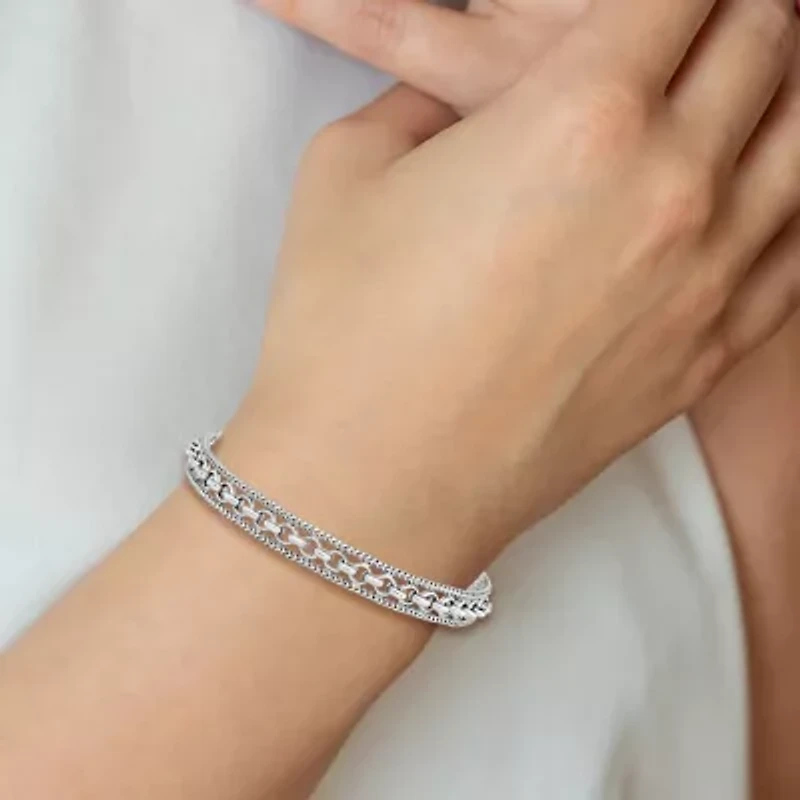 Sterling Silver Rhodium-plated Polished Bracelet
