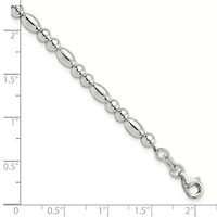 Sterling Silver Round and Oval Beaded Bracelet