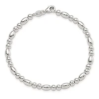 Sterling Silver Round and Oval Beaded Bracelet